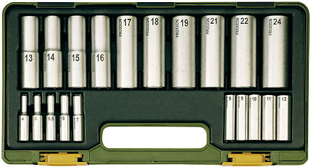 PROXXON Steckschlüsselsatz Tiefbetteinsätze 1/4&acute; + 1/2&acute;  20 tlg.